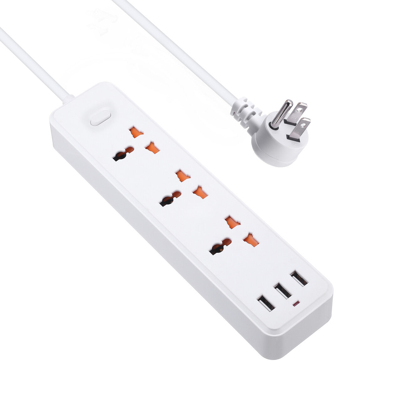 Power Strip Surge Protector Extender with 3 USB Ports 3 Outlet Plugs 1.2M Cord