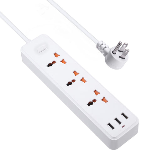 Power Strip Surge Protector Extender with 3 USB Ports 3 Outlet Plugs 1.2M Cord